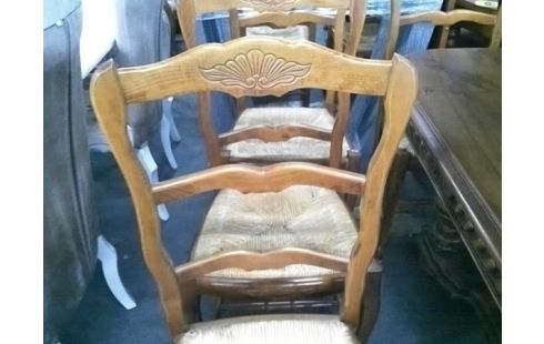 LOT DE 4 CHAISES PAILLEES STYLE LOUIS XV