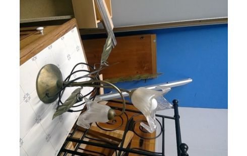 LAMP MESSING EN GLAS, BLOEMEN