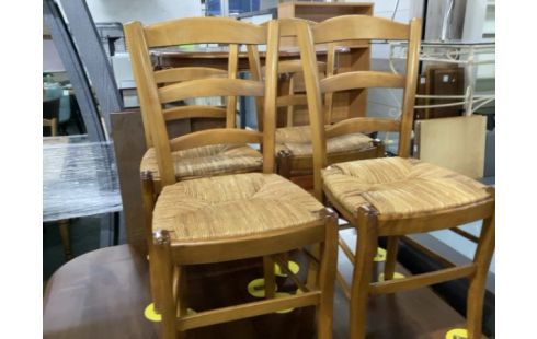 6 CHAISES BOIS RUSTIQUE PAILLEES