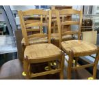 6 CHAISES BOIS RUSTIQUE PAILLEES