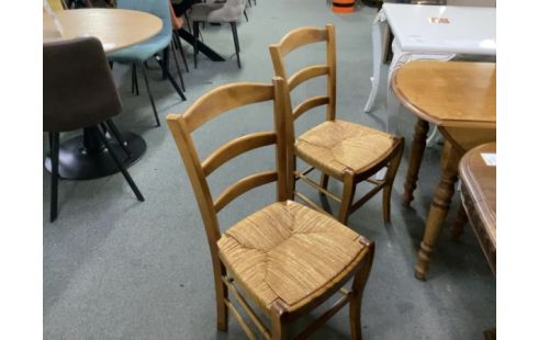 6 CHAISES BOIS RUSTIQUE PAILLEES