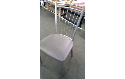 2 CHAISES, , CUISINE GRIS METAL SIMILI CUIR