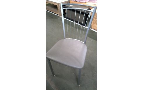 2 CHAISES, , CUISINE GRIS METAL SIMILI CUIR