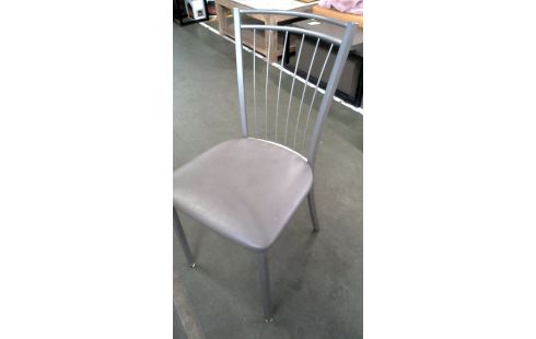 2 CHAISES, , CUISINE GRIS METAL SIMILI CUIR