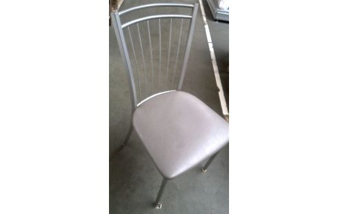 2 CHAISES, , CUISINE GRIS METAL SIMILI CUIR