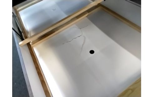 CANAPE D'ANGLE TISSU GRIS L275/200 ABÎMÉ