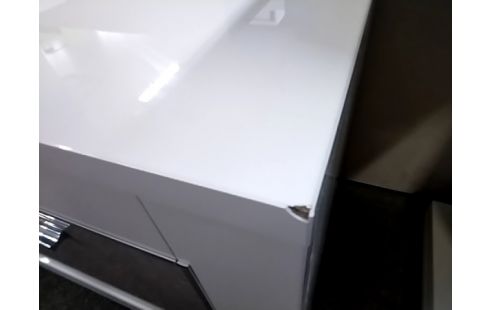 MEUBLE TV MODERNE GRIS BLANC 1 COIN ABÎMÉ