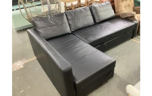 CANAPE D'ANGLE convertible et coffre 230x150 simili cuir noir CANAPE D'ANGLE CONVERTIBLE ET COFFRE 230X150 SIMILI CUIR NOIR