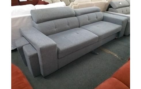 CANAPE TISSU GRIS AVEC 2 POUFS (QLQS TACHES)