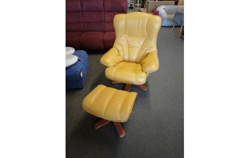 FAUTEUIL CUIR MOUTARDE
