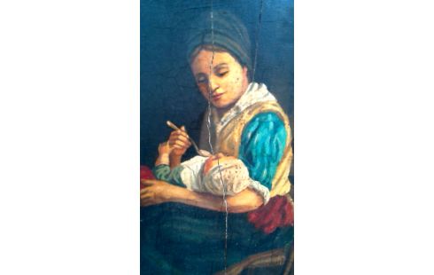 PEINTURE, , PANNEAU FEMME MET ENFANT