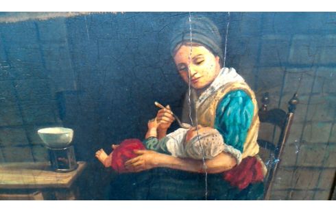 PEINTURE, , PANNEAU FEMME MET ENFANT