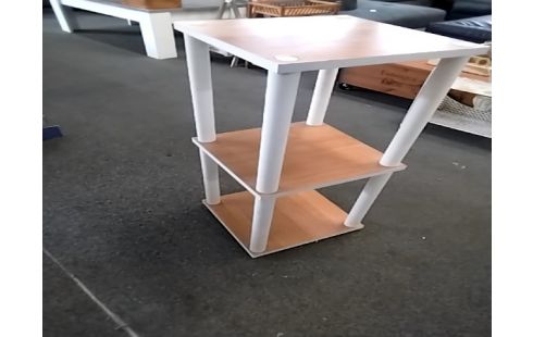 ETAGERE A poser 3 niveaux hetre tubes blancs