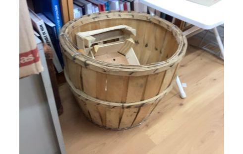 CACHE POT BOIS ROND GM + POIGNÉES