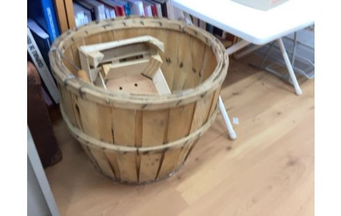 CACHE POT BOIS ROND GM + POIGNÉES