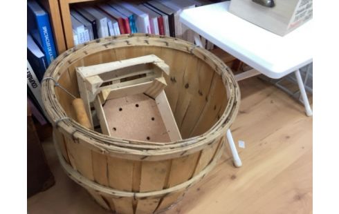 CACHE POT BOIS ROND GM + POIGNÉES