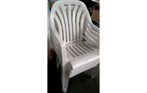 4 STÜHLE GARTEN WEISS PVC