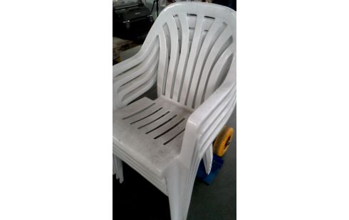 4 STÜHLE GARTEN WEISS PVC