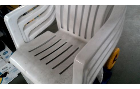 4 STÜHLE GARTEN WEISS PVC