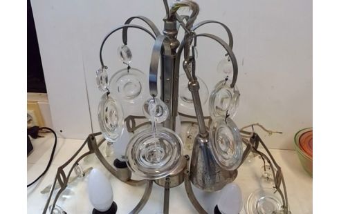 LUSTRE METAL AVEC PAMPILLES VERRES