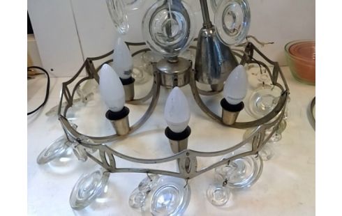 LUSTRE METAL AVEC PAMPILLES VERRES