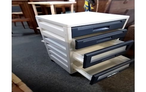 BLOC TIROIRS Sur roulettes 4 tiroirs gris fonces