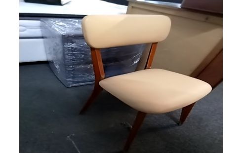 CHAISE Vintage bois pvc beige