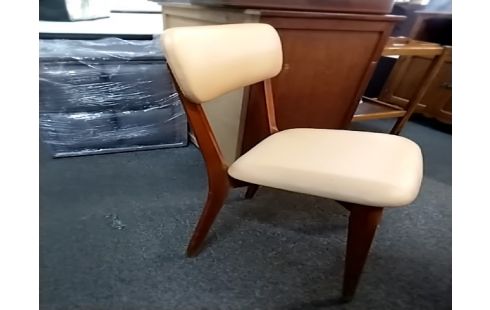 CHAISE Vintage bois pvc beige