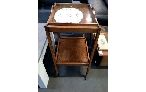 DESSERTE Bois 2 plateaux sur roulettes