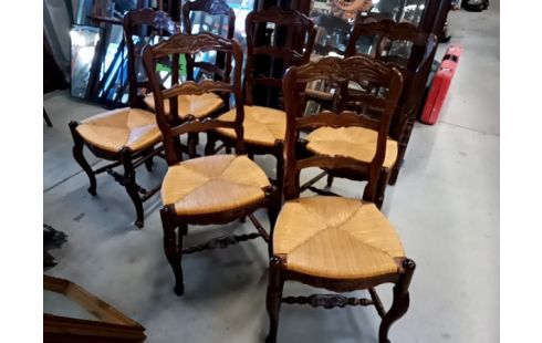 CHAISES BOIS ET PAILLE LE LOT DE 6