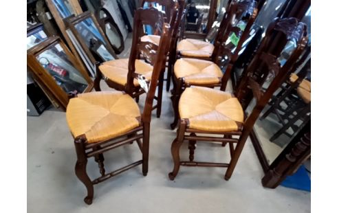 CHAISES BOIS ET PAILLE LE LOT DE 6