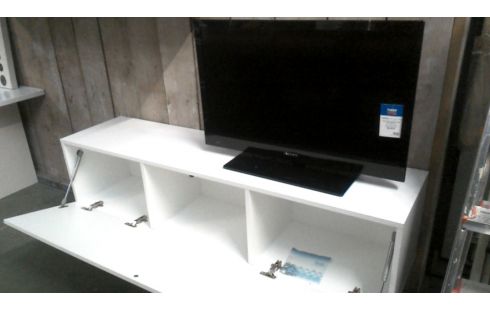 MEUBLE TELE BLANCHE A ABATTANTS MODELE L UNITE