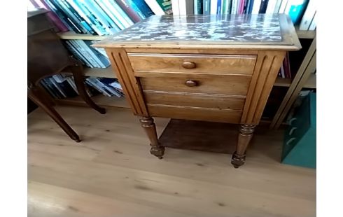 CHEVET 1 TIROIR 1 abattant ancien bois marbre