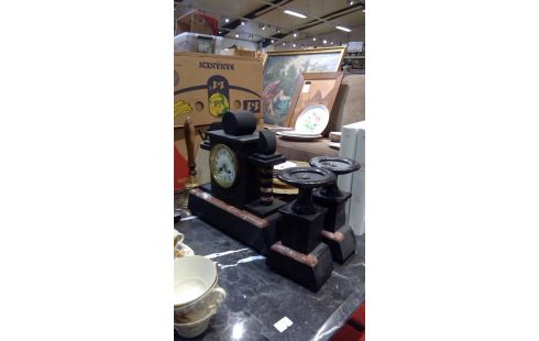 HORLOGE DE CHEMINÉE 3  PCS EN MARBRE NOIR