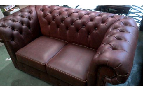 SESSEL 1 2 PLÄTZE CHESTERFIELD BORDEAUX LEDER