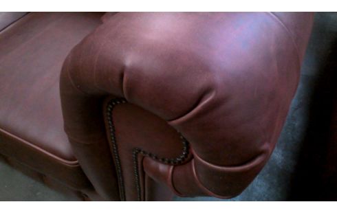 SESSEL 1 2 PLÄTZE CHESTERFIELD BORDEAUX LEDER