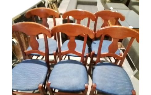 6 CHAISES BOIS ASSISES BLEU