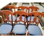 6 CHAISES BOIS ASSISES BLEU