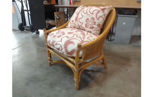 FAUTEUIL CANNAGE ROTIN + COUSSINS E