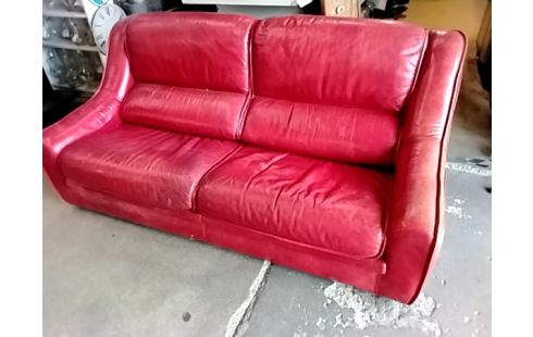 SALON CUIR ROUGE 3 PIÈCES