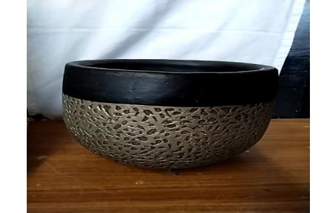 CACHE POT Pm marron noir h13 d15