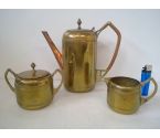 KOFFIEPOT SET VAN 3 , JUGENDSTILL  ,MESSING