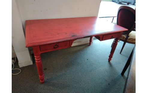 BUREAU 2 TIROIRS PATINE ROUGE