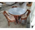 GUERIDON TRIPODE DESSUS MARBRE RESTAURATION + 3 CHAISES