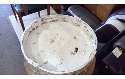 TABLE BASSE RONDE INDIENNE BLANCHIE