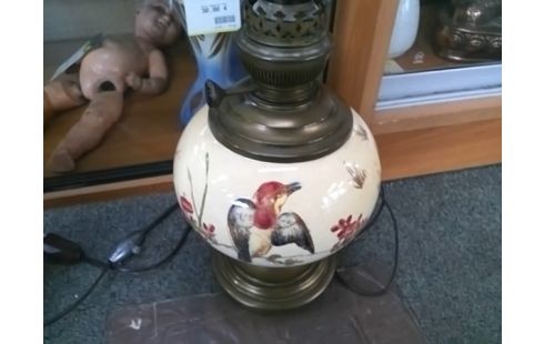 PIED DE LAMPE PETROLE MOTIF OISEAU