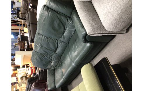 CANAPE 3 PLACES CUIR VERT RELAX