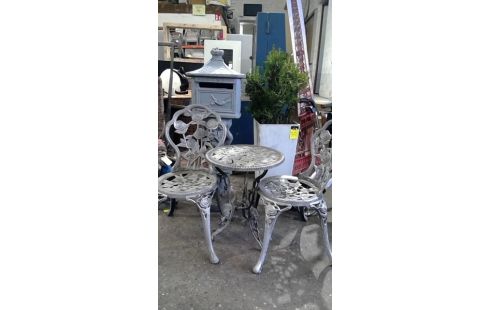 TISCH, , 2 STÜHLE ALU