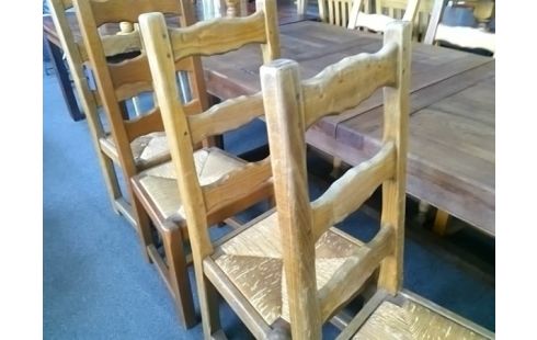 LOT DE 7 CHAISES PAILLES EN L'ETAT