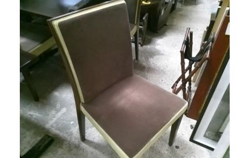 LOT DE 4 CHAISES TISSU MARRON ET VERT